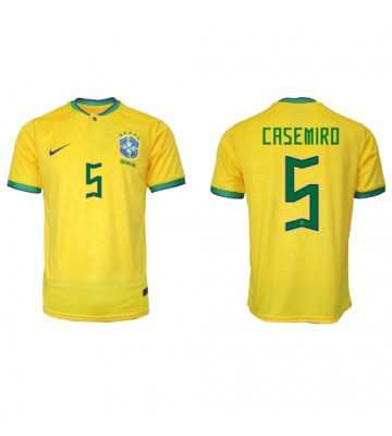 Brasilien Casemiro #5 Hjemmebanetrøje VM 2022 Kort ærmer